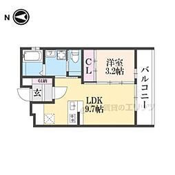 アドバンス京都リエートII 4階1LDKの間取り