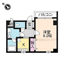 クオリカ西京極 3階1Kの間取り