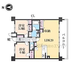 パデシオン京都七条ミッドパーク 432 4階2LDKの間取り
