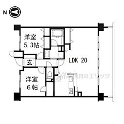 JR山陰本線 丹波口駅 徒歩9分の賃貸マンション 4階2LDKの間取り
