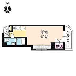 シルクコート嵐山 4階1Kの間取り
