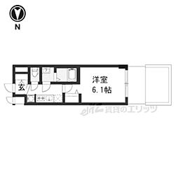 アドバンス京都エーデル 1階1Kの間取り