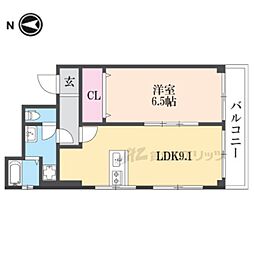 松風マンション 5階1LDKの間取り