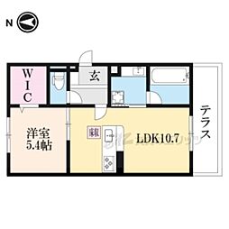 阪急京都本線 桂駅 徒歩12分の賃貸アパート 1階1LDKの間取り