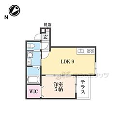京阪本線 丹波橋駅 徒歩10分の賃貸アパート 1階1LDKの間取り