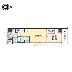 JR東海道・山陽本線 西大路駅 徒歩15分の賃貸マンション 4階1LDKの間取り