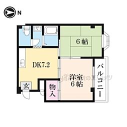 ヴィラロイヤルＹＵＫＩ 4階2DKの間取り