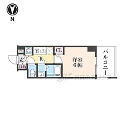 阪急京都本線 西院駅 徒歩8分の賃貸マンション 6階1Kの間取り