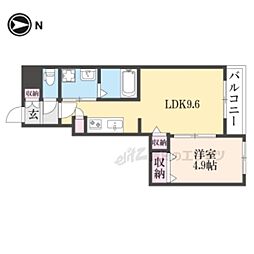 シルス藤森 3階1Kの間取り