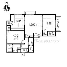 阪急嵐山線 上桂駅 徒歩8分の賃貸マンション 2階3LDKの間取り