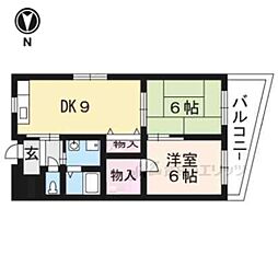 ヴィーヴル向日 2LDKの間取図画像