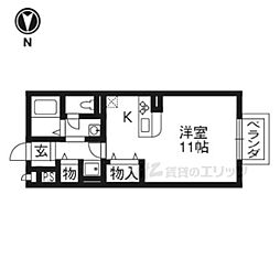 アムール西桂A 1Kの間取図画像