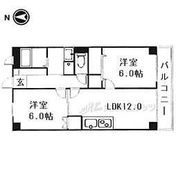 プルーリオン上桂 2LDKの間取図画像