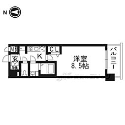 プレサンスTHEKYOTO流雅 1Kの間取図画像