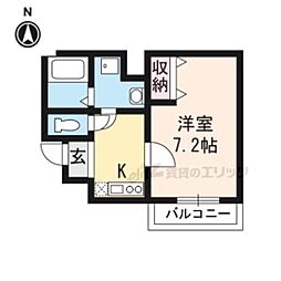 グランジュネス 1Kの間取図画像