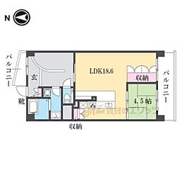 京都ロジュマン島町A棟 1LDKの間取図画像