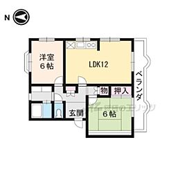 オークフィールドB 2LDKの間取図画像