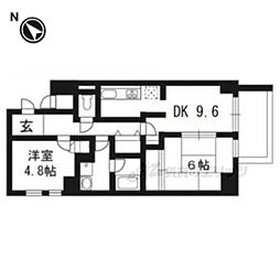 パインフィールド吉祥院 2DKの間取図画像