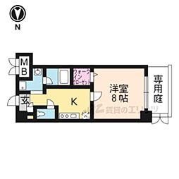 アゼリア五条御前 1Kの間取図画像