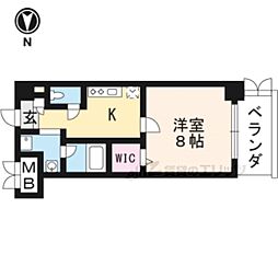 アゼリア五条御前 1Kの間取図画像
