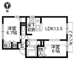 グランドール今里 2LDKの間取図画像