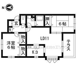 ヘーベルヒルズ・西向日 2LDKの間取図画像