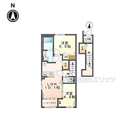 リュッカ友岡 2LDKの間取図画像
