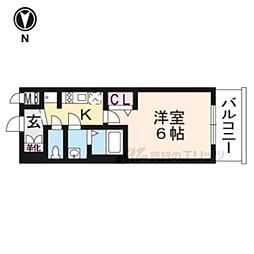 プレサンスTHEKYOTO粋都 1Kの間取図画像