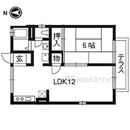 セジュール伊勢田 1LDKの間取図画像
