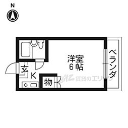 マンション賀園 ワンルームの間取図画像