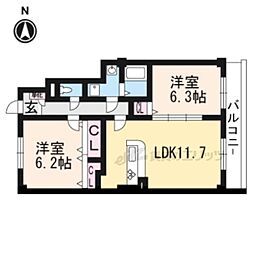 ペルル寺門 2LDKの間取図画像