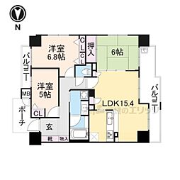 グランコート烏丸五条 3LDKの間取図画像