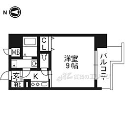 ベラジオ四条烏丸 1Kの間取図画像