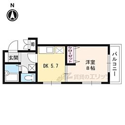 ヴィラパーシモン 1DKの間取図画像