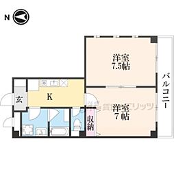 かのみハイム 2Kの間取図画像