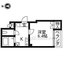 バインオークセント 1Kの間取図画像