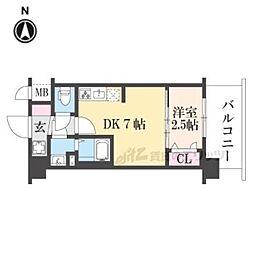ソルテラス京都勧進橋PARK SIDE 1DKの間取図画像