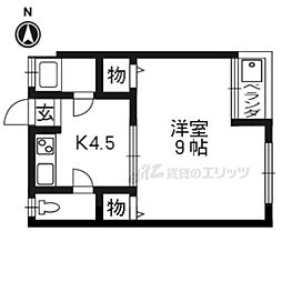 洛南ハイツ 1Kの間取図画像