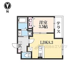 ラグランデ京都東山 1LDKの間取図画像