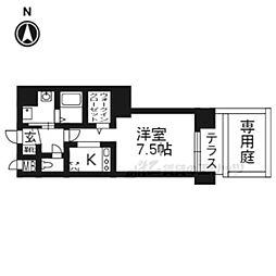 スワンズ京都五条大宮 1Kの間取図画像