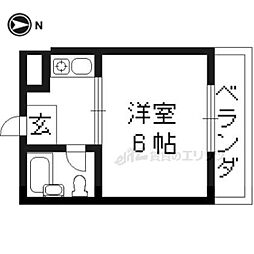 JPアパートメント宇治 1Kの間取図画像