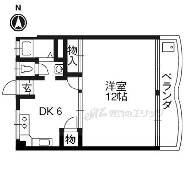 三宅マンション 306｜京都府長岡京市馬場2丁目(賃貸マンション1DK・3階・39.00㎡)の写真 その2