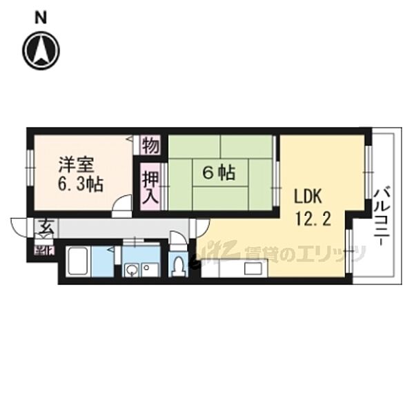 クラヴァス長岡京 106｜京都府長岡京市開田2丁目(賃貸マンション2LDK・1階・55.76㎡)の写真 その2