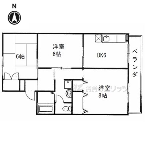 ハミングハウス 201｜京都府宇治市菟道東中(賃貸アパート3DK・2階・63.52㎡)の写真 その2