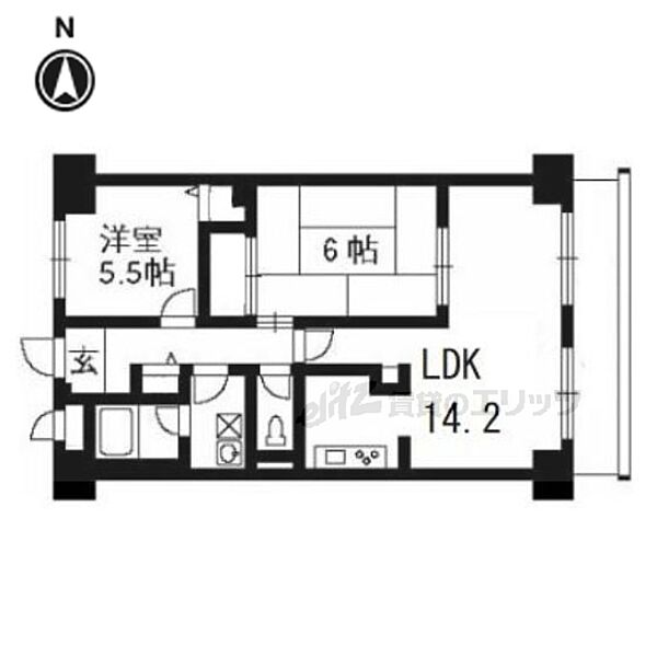 京都府京都市南区吉祥院九条町(賃貸マンション2LDK・4階・59.80㎡)の写真 その2