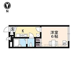 近鉄京都線 新田辺駅 徒歩12分の賃貸アパート 2階1Kの間取り