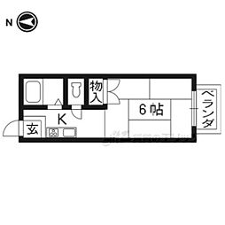 京阪本線 丹波橋駅 徒歩22分の賃貸アパート 2階1Kの間取り