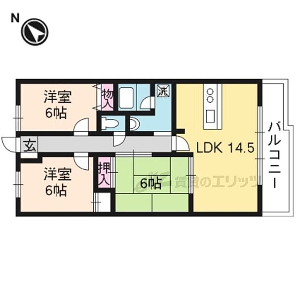 セルシオン桂 505｜京都府京都市西京区下津林東芝ノ宮町(賃貸マンション3LDK・5階・69.00㎡)の写真 その2