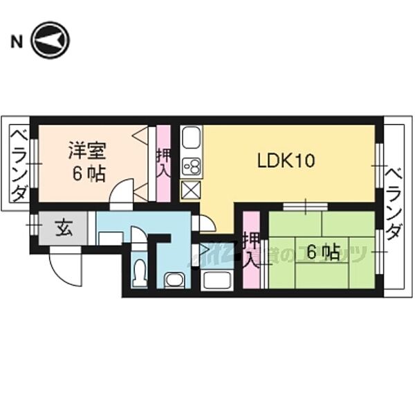 グリーンヒル黄檗 305｜京都府宇治市五ヶ庄芝ノ東(賃貸マンション2LDK・3階・52.00㎡)の写真 その2