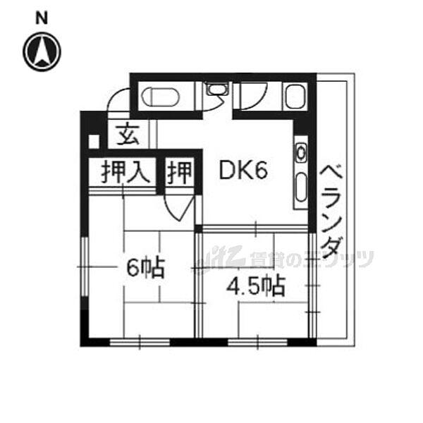 ロハス長岡京 2-A｜京都府長岡京市開田3丁目(賃貸マンション2DK・2階・32.50㎡)の写真 その2